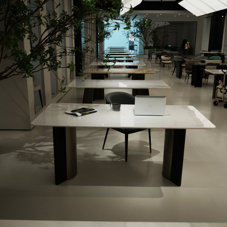 ラグジュアリー 天然大理石テーブル ダイニングテーブル ホワイトマーブル調 高級デザイナーズ家具 モダンインテリア180cm×90cm jrjj-6715