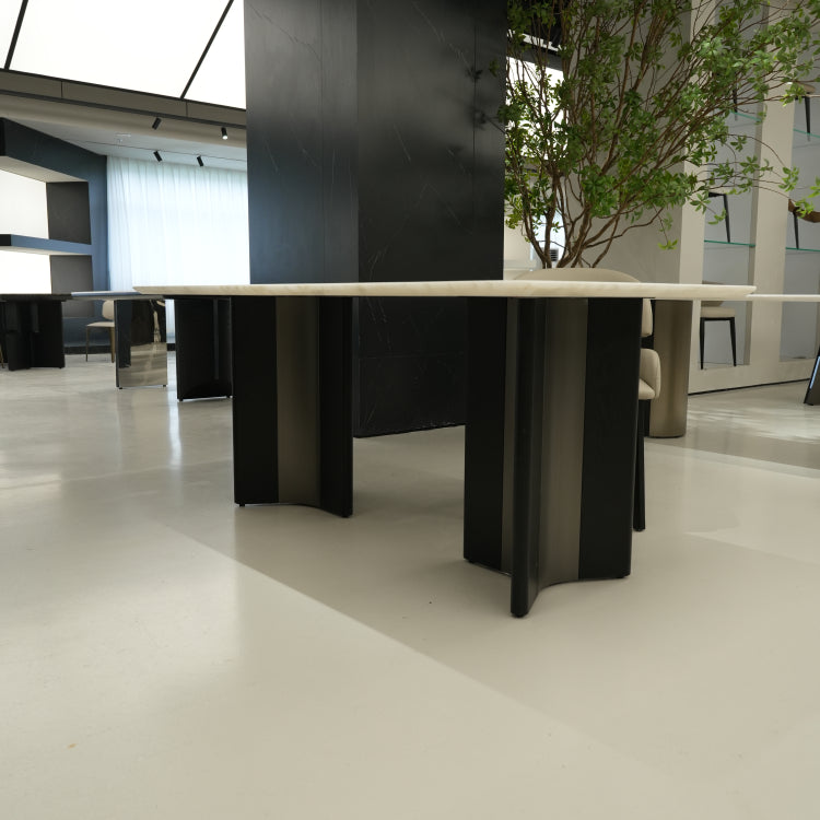 ラグジュアリー 天然大理石テーブル ダイニングテーブル ホワイトストーン調 高級デザイナーズ モダンインテリア180cm 140cm jrjj-6696