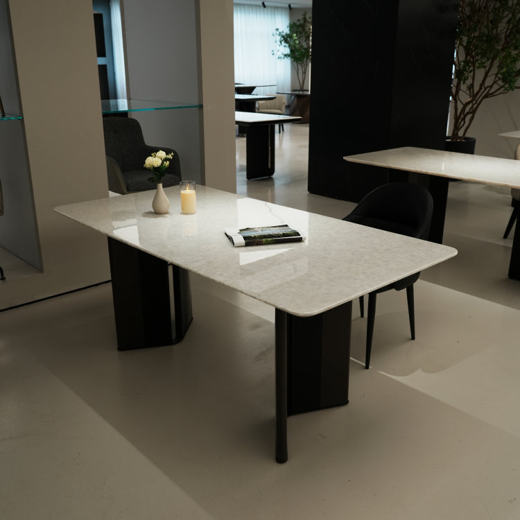ラグジュアリー 天然大理石テーブル ダイニングテーブル ホワイトマーブル調 高級デザイナーズ家具 モダンインテリア180cm×90cmjrjj-A22