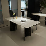 ラグジュアリー 天然大理石テーブル ダイニングテーブル ホワイトマーブル調 高級デザイナーズ家具 モダンインテリア180cm×90cmjrjj-A22