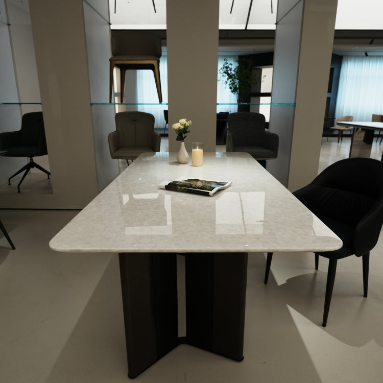ラグジュアリー 天然大理石テーブル ダイニングテーブル ホワイトマーブル調 高級デザイナーズ家具 モダンインテリア180cm×90cmjrjj-A22