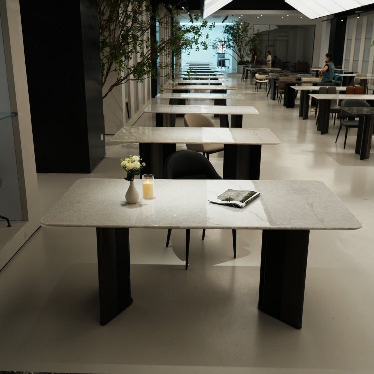 ラグジュアリー 天然大理石テーブル ダイニングテーブル ホワイトマーブル調 高級デザイナーズ家具 モダンインテリア180cm×90cmjrjj-A22