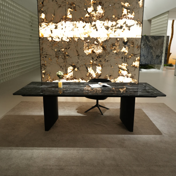 ラグジュアリー 天然大理石ダイニングテーブル フェンディホワイト調天板 高級モダンインテリア ダイニングデザイン180cm 250cm jrjj-6801