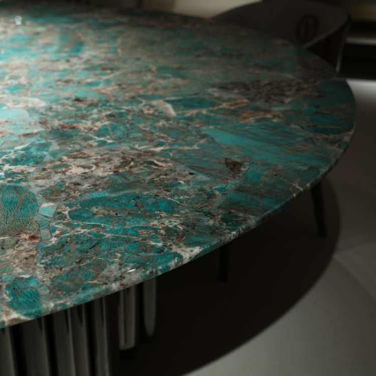 デザイナーズ 天然大理石円卓 ダイニングテーブル アマゾングリーン調 高級モダンリビングテーブル ナチュラルエレガンス220cm jrjj-6691