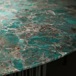 デザイナーズ 天然大理石円卓 アマゾングリーン調 高級モダンリビングテーブル ナチュラルエレガンス jrjj-6691