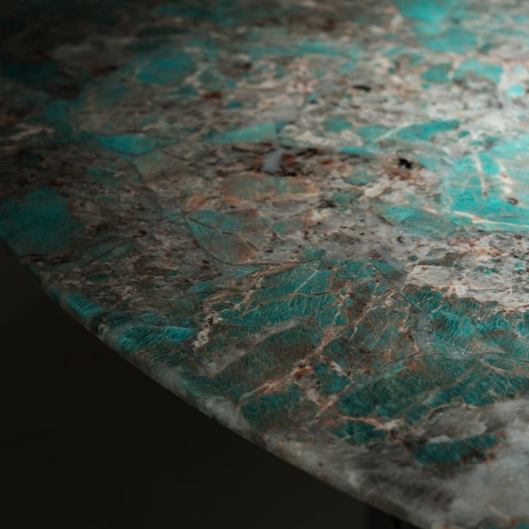 デザイナーズ 天然大理石円卓 アマゾングリーン調 高級モダンリビングテーブル ナチュラルエレガンス jrjj-6691