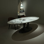 デザイナーズ 大理石ダイニングテーブル 大花ホワイト調 天然石天板 高級ラグジュアリーモダン260cm×110cm jrjj-6802