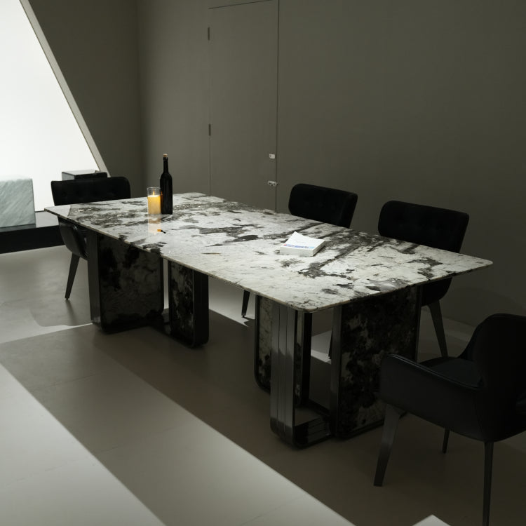 デザイナーズ大理石調ダイニングテーブル ゴールドピーコック柄の高級アートモダンデザイン240cm×110cm jrjj-6676