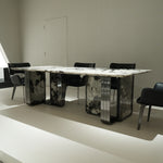 デザイナーズ大理石調ダイニングテーブル ゴールドピーコック柄の高級アートモダンデザイン240cm×110cm jrjj-6676