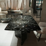 デザイナーズ天然大理石ダイニングテーブル グリーン天板の高級モダンクラフトスタイル250cm×110cm jrjj-6737