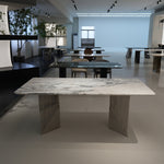 ラグジュアリー 天然大理石テーブル ダイニングテーブル シャンパンゴールド調天板 高級エレガントモダン デザイナーズダイニング180cm 200cm jrjj-6129