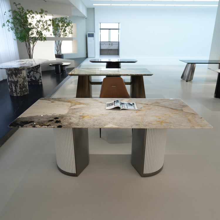 デザイナーズ 大理石ダイニングテーブル パンドラ 天然石天板 高級モダンインテリア jrjj-6618