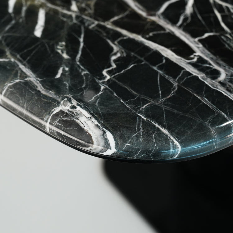 デザイナーズ天然大理石ダイニングテーブル ブラック&ブラウン天板が映える高級モダンインテリア180cm jrjj-6692