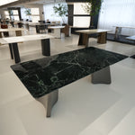 デザイナーズ 大理石ダイニングテーブル グリーンマーブル 天然石天板 高級モダンインテリア jrjj-6689