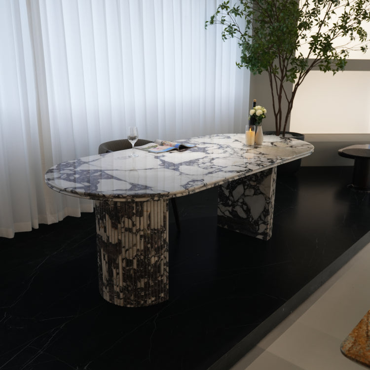 デザイナーズ 大理石ダイニングテーブル ホワイトマーブル 天然石天板 高級モダンインテリア jrjj-6773