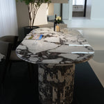 デザイナーズ 大理石ダイニングテーブル ホワイトマーブル 天然石天板 高級モダンインテリア jrjj-6773