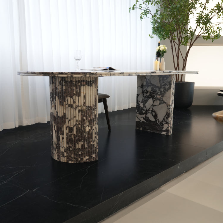 デザイナーズ 大理石ダイニングテーブル ホワイトマーブル 天然石天板 高級モダンインテリア jrjj-6773