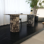 デザイナーズ 大理石ダイニングテーブル ホワイトマーブル 天然石天板 高級モダンインテリア jrjj-6773