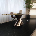 デザイナーズ 大理石ダイニングテーブル エレガントベージュ 天然石天板 高級ラグジュアリーモダン jrjj-6646