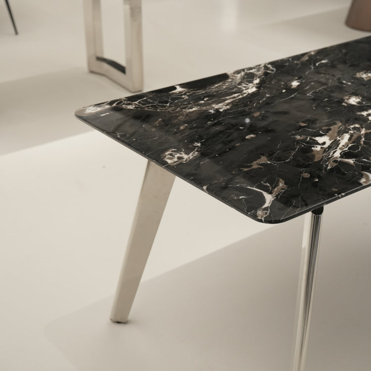 デザイナーズ 大理石ダイニングテーブル ブラック×ホワイト 天然石天板 高級モノトーンインテリア jrjj-6112