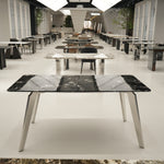 デザイナーズ 大理石ダイニングテーブル ブラック×ホワイト 天然石天板 高級モノトーンインテリア jrjj-6112
