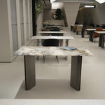 デザイナーズ 大理石ダイニングテーブル ナチュラルホワイト×ゴールド 天然石天板 高級ラグジュアリーモダン jrjj-6738