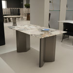 デザイナーズ 大理石ダイニングテーブル ナチュラルホワイト×ゴールド 天然石天板 高級ラグジュアリーモダン jrjj-6738