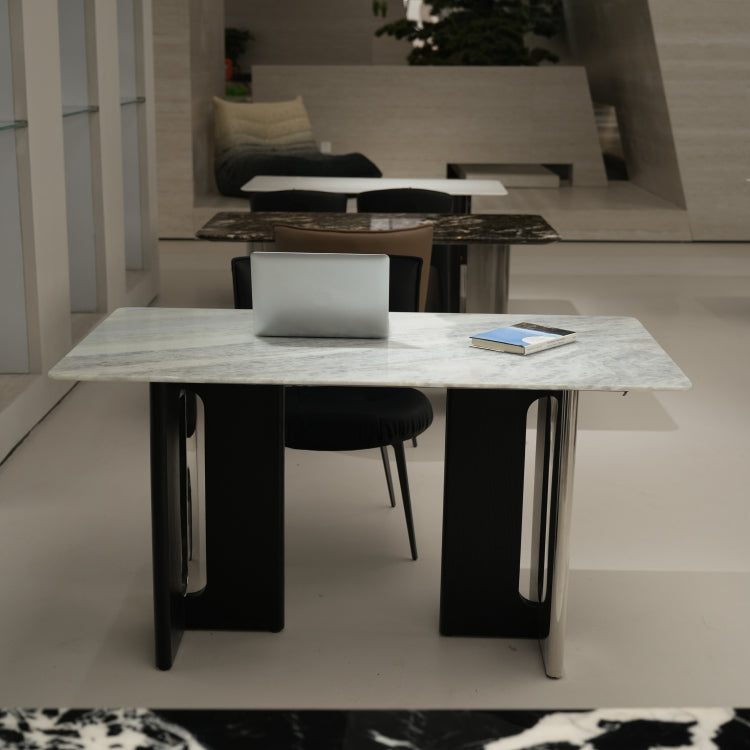 デザイナーズ 大理石ダイニングテーブル ナチュラルグレー 天然石天板 高級ラグジュアリーモダン jrjj-6386