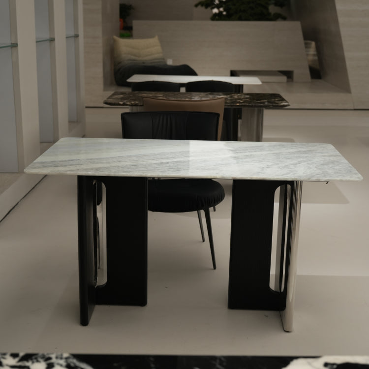 デザイナーズ 大理石ダイニングテーブル ナチュラルグレー 天然石天板 高級ラグジュアリーモダン jrjj-6386