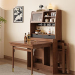 天然木の伸縮式ダイニングテーブルセット 折りたたみチェアと収納一体型サイドボードを備えた北欧調スペースセーブ家具 xmw-01