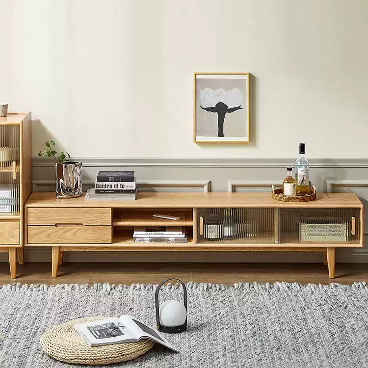 テレビ台 ナチュラル オーク材 キリ材 ガラス ysys-f8083-tvstand