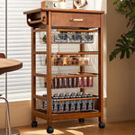 北欧風天然木ストレージワゴン 引き出し収納と多段バスケットを備えたキッチン?リビング兼用ラック jekojeko-01