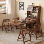 天然木の伸縮式ダイニングテーブルセット 折りたたみチェアと収納一体型サイドボードを備えた北欧調スペースセーブ家具 xmw-01