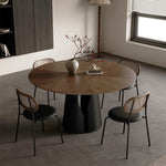 ウォールナット無垢材円形ダイニングテーブル 回転盤付き小型ダイニング向け hjl-2554