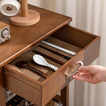 北欧風天然木ストレージワゴン 引き出し収納と多段バスケットを備えたキッチン?リビング兼用ラック jekojeko-01