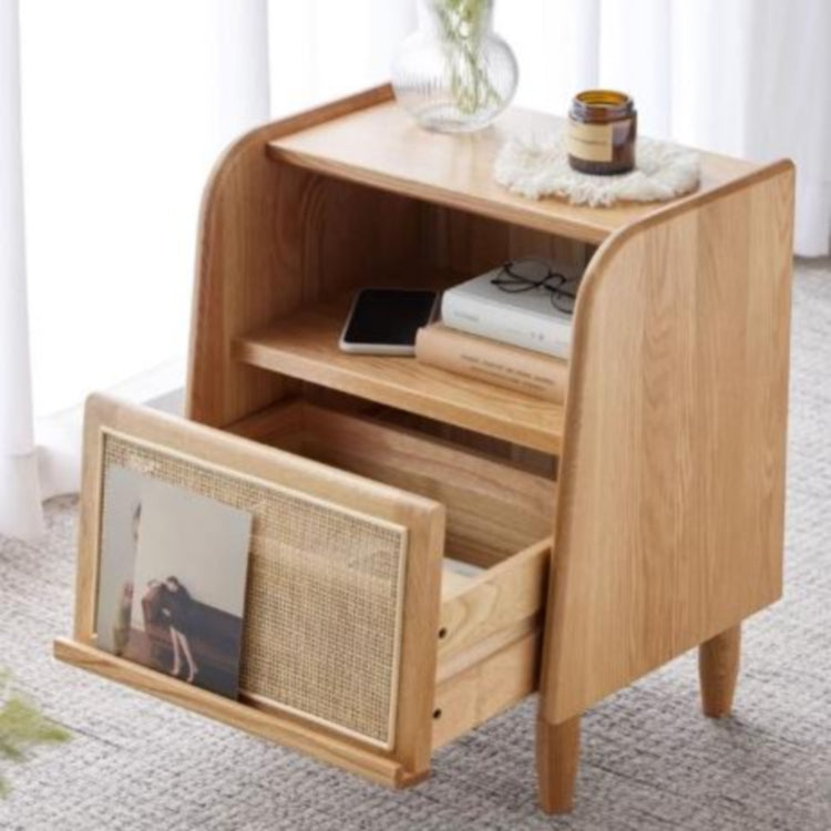 ナイトテーブル ナチュラル オーク材 キリ材 ラタン ysys-e7022-nighttable