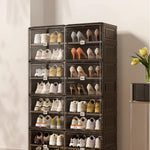 組立不要折りたたみ式シューズキャビネット ブラックカラーの玄関収納ラック hmyhz-5467