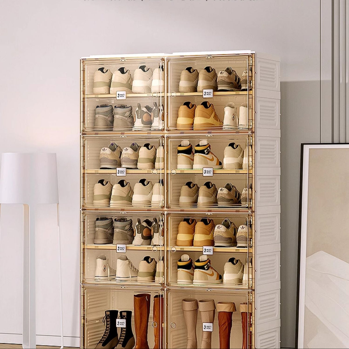 組立不要透明シューズボックス プラスチック製折りたたみ収納ラック hmyhz-5464