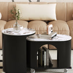 クリーム風ソファサイドテーブル 岩板製 リビング用 移動式 組み合わせ小型コーヒーテーブル モダンシンプル クリエイティブ 家庭用ワゴン hoq-5377