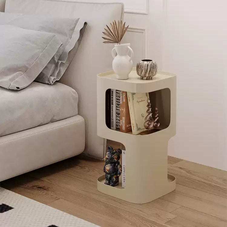 クリーム風アイアン製サイドテーブル リビング用 ソファ横 シンプルモダン 小型 ベッドサイド収納ラック 小型テーブル hoq-5375