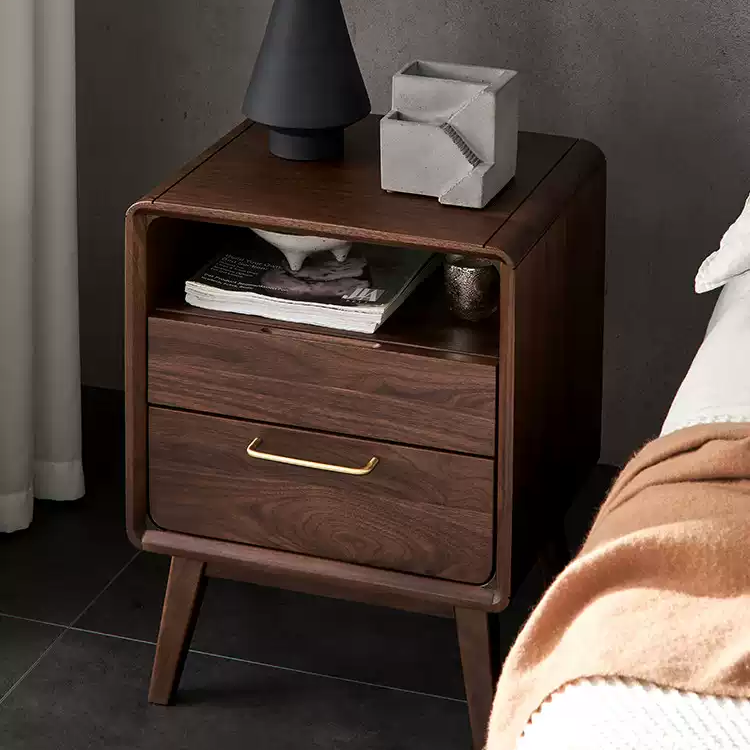 ナイトテーブル ブラウン ブラックウォールナット キリ材 真鍮 ysys-b5024-nighttable