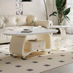 移動式リビングテーブル 家庭用 フレンチ風 ラグジュアリー感 ミニマルデザイン 楕円形 シンプル ワゴン型サイドテーブル hgf-5383