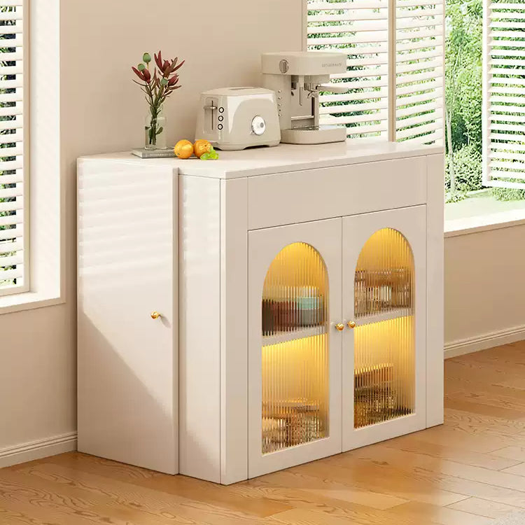 クリーム風伸縮式木製ダイニングテーブル キャビネット一体型多機能アイランド台 hyf-5629