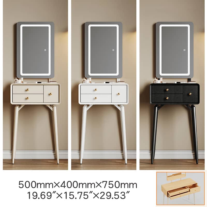 シンプルデザインの高級天然木製ドレッサーセット - イミテーションレザー&ガラス付き hmq-1928