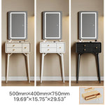 シンプルデザインの高級天然木製ドレッサーセット - イミテーションレザー&ガラス付き hmq-1928