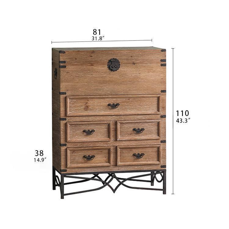 スギ材とアイアンのヴィンテージキャビネット|スタイリッシュな収納ソリューション hdst-4231