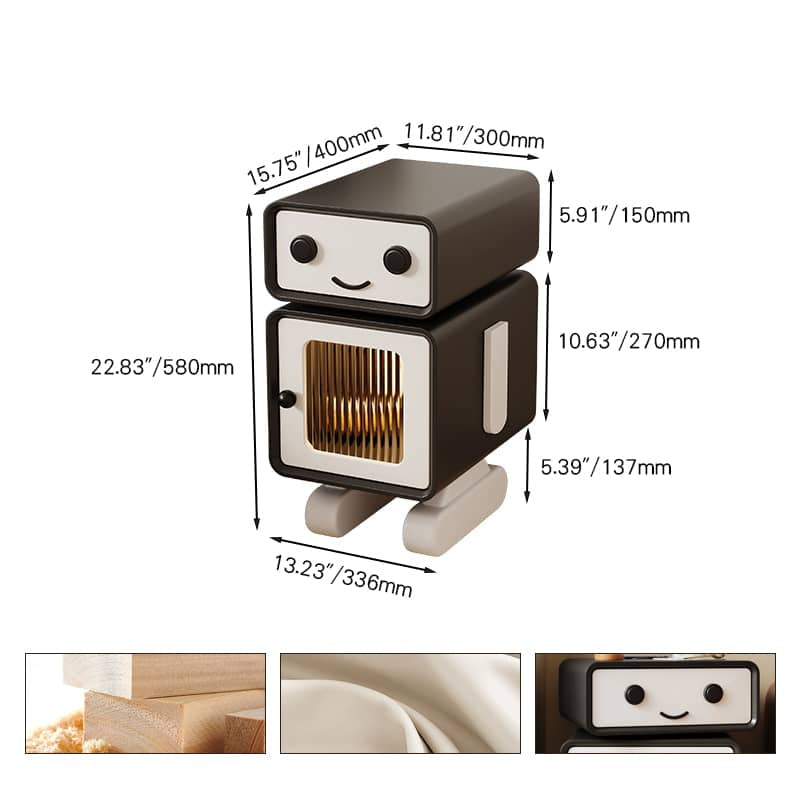 【リユース】パイン材×ガラス×PUレザー製ナイトテーブル - 8色選べる魅惑の組み合わせ hmq-1920