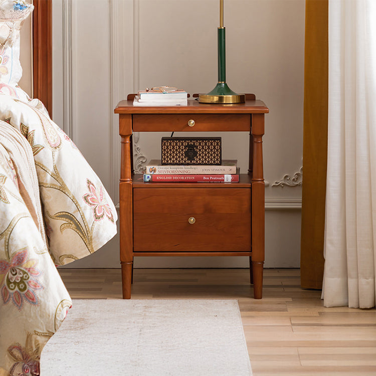 高品質 チェリー材&ポプラ材 ナイトテーブル コンパクトデザイン おしゃれ 北欧風 寝室家具 hsxz-2171