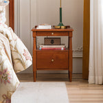 高品質 チェリー材&ポプラ材 ナイトテーブル コンパクトデザイン おしゃれ 北欧風 寝室家具 hsxz-2171
