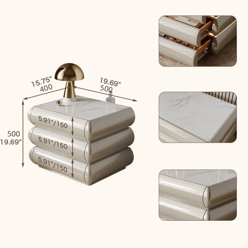 高級無垢材ナイトテーブル セラミック製 ランプ付き モダンデザイン ベッドサイドテーブル hmq-1934